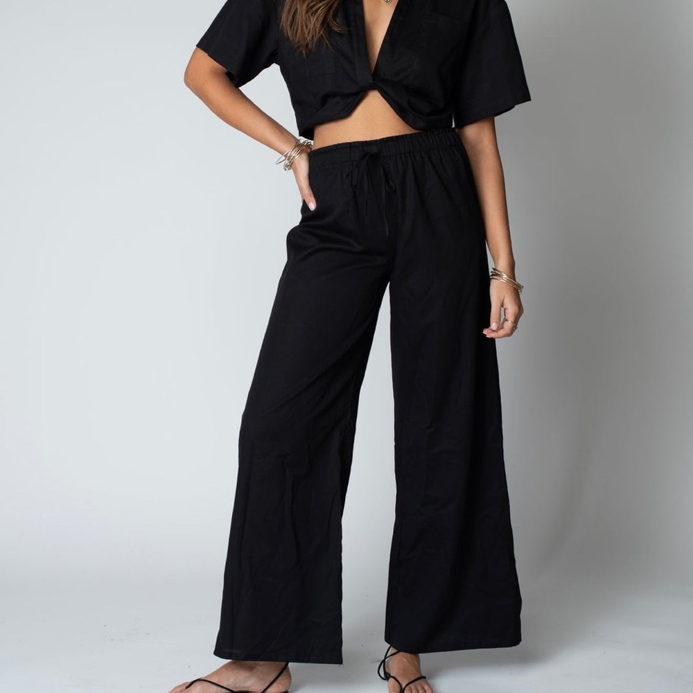 Stillwater Barcelona Pant Black Size M fits like S 100% cotton vacation preloved
